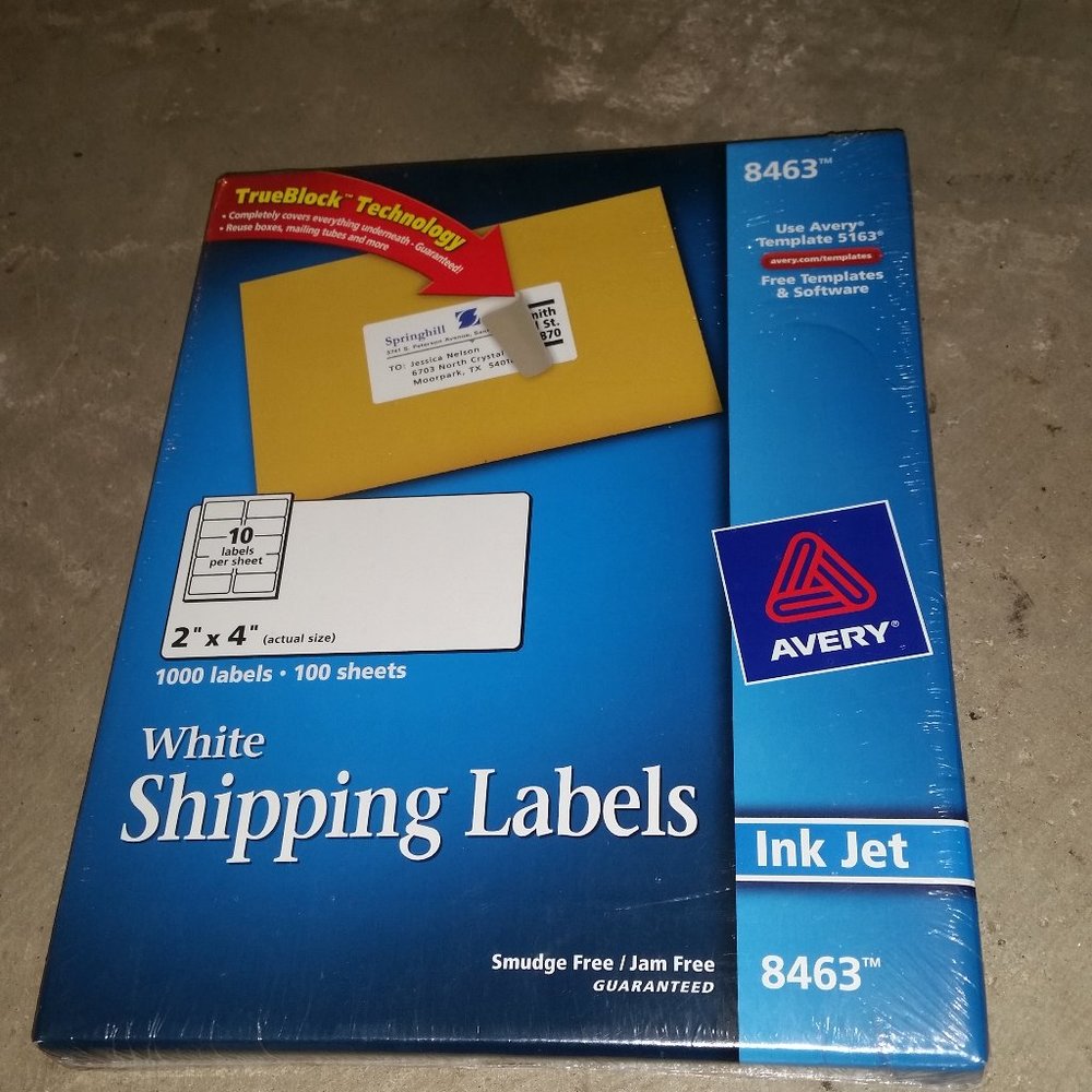 Avery Shipping Labels 8463 InkJet 1000 labels